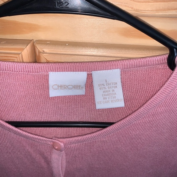 Cherokee pink button front cardigan sweater size L - Picture 3 of 3